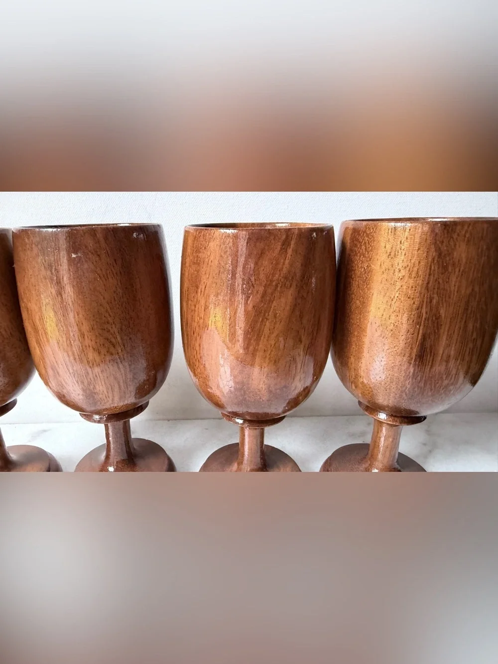 Waikiki Woods Monkey Pod Hawaii Vintage 6” Goblets Lot of 4…